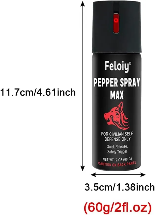 1 to 4 Bottles - 60ml Feloiy Pepper Spray, Easy to Carry, Quick to use, More Accurate and Quicker to aim, Safe and Easy to use