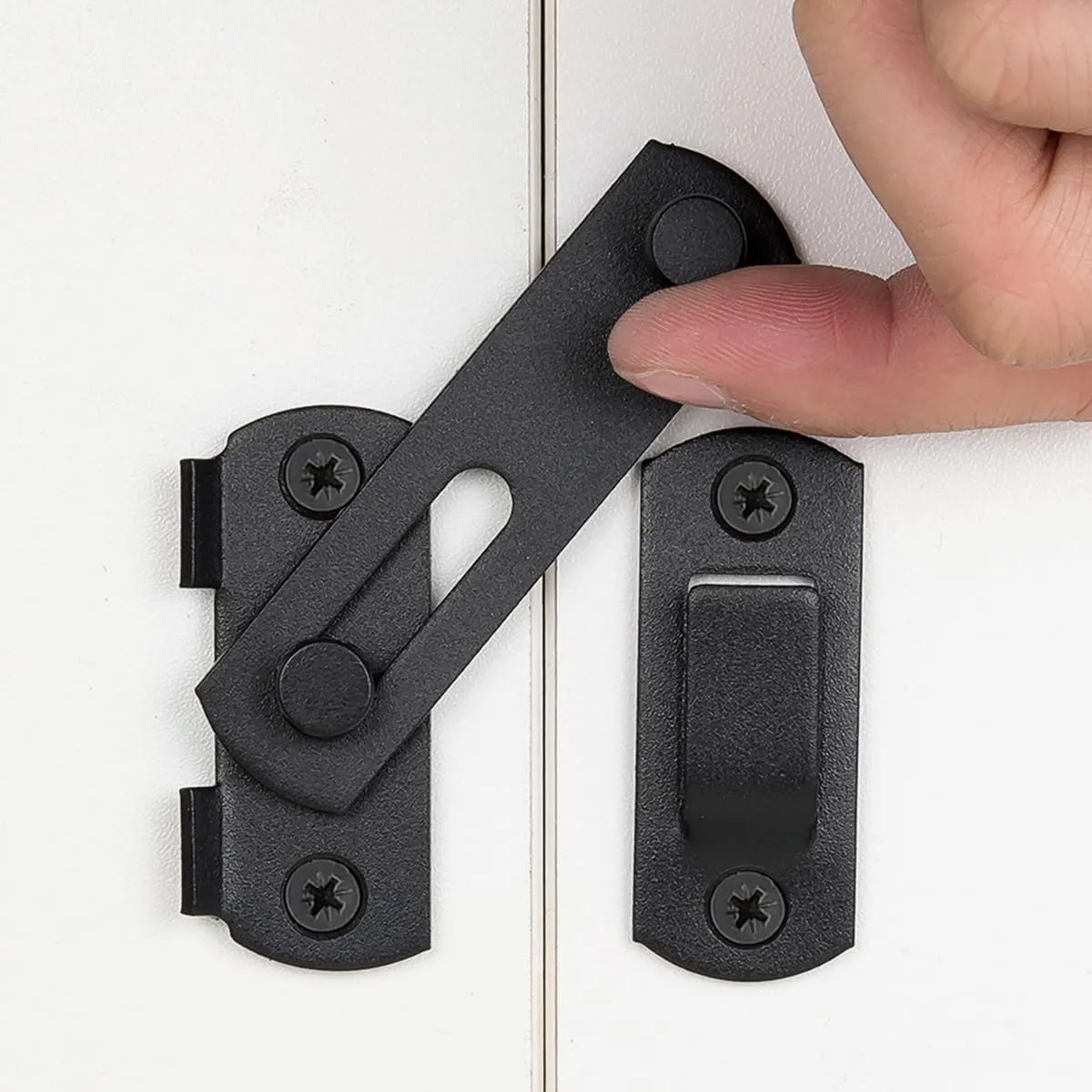 10 Packs Barn Door Latches，2.75” x 2.02” Matte Black Stainless Steel barn gate flip Door Latch Bi-fold Door Lock,Sliding Door Antique Lock Gate Latches Wine Cabinet Closet Door Latches