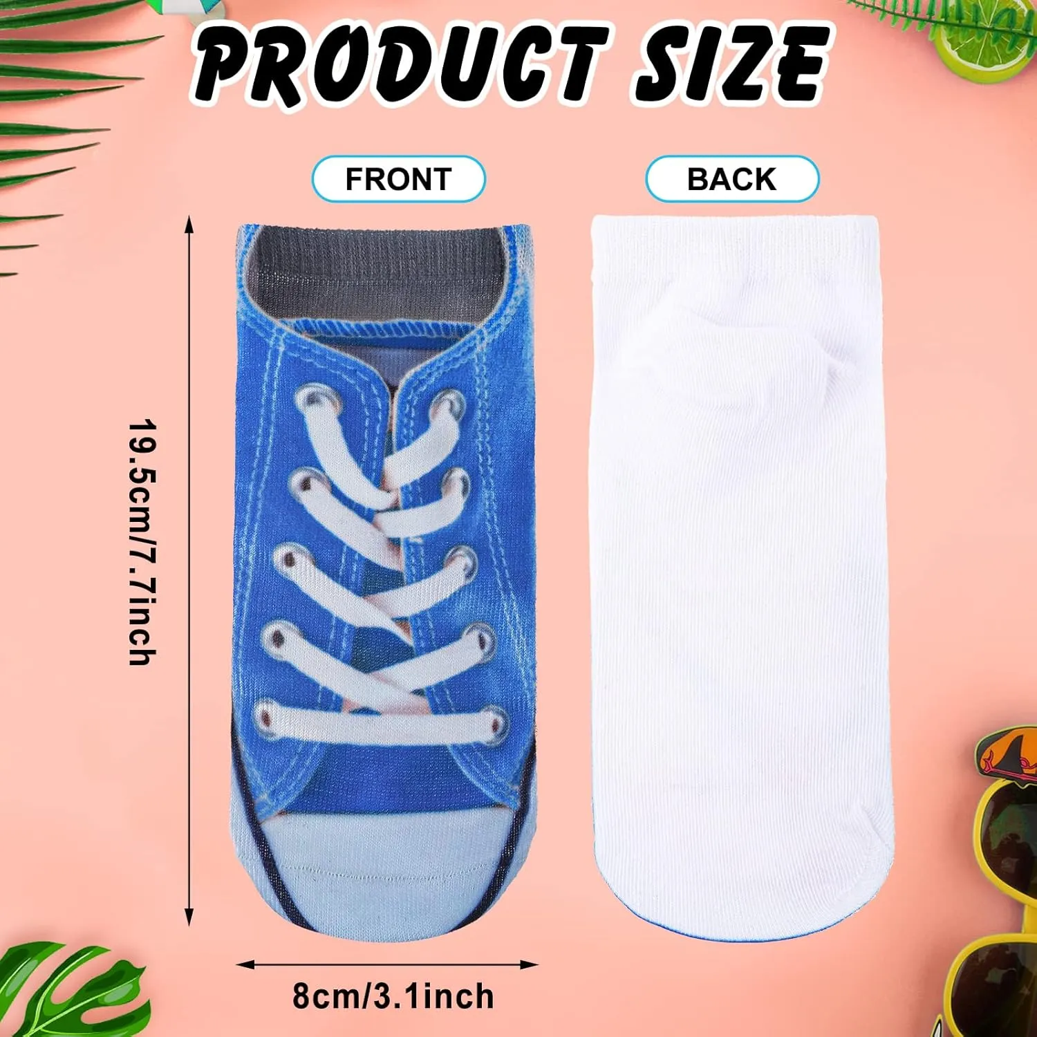 10 Pairs Flip Flop Funny 3D Print Foot Socks Manicure Print Flip Flop Sandal Socks for Summer Christmas Funny Gifts