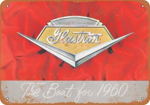 10 x 14 METAL SIGN - 1960 Glastron Boats - Vintage Rusty Look