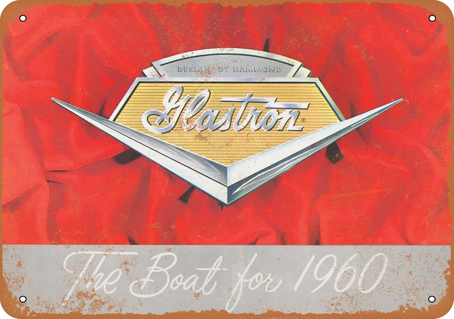 10 x 14 METAL SIGN - 1960 Glastron Boats - Vintage Rusty Look