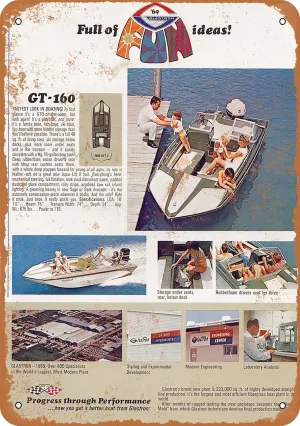 10 x 14 METAL SIGN - 1969 Glastron GT-160 Boat - Vintage Rusty Look