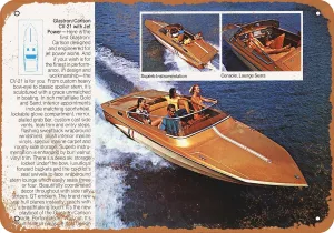 10 x 14 METAL SIGN - 1971 Glastron Speedboats - Vintage Rusty Look