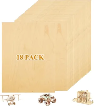 18 Pack 3mm Birch Plywood Sheets 12 x 16 x 1/8 Inch, Plywood Sheets for Crafts, 1/8" Unfinished Plywood Wood for Laser Cutting, Engraving, DIY Crafts, Wood Burning, Painting, Model Carving