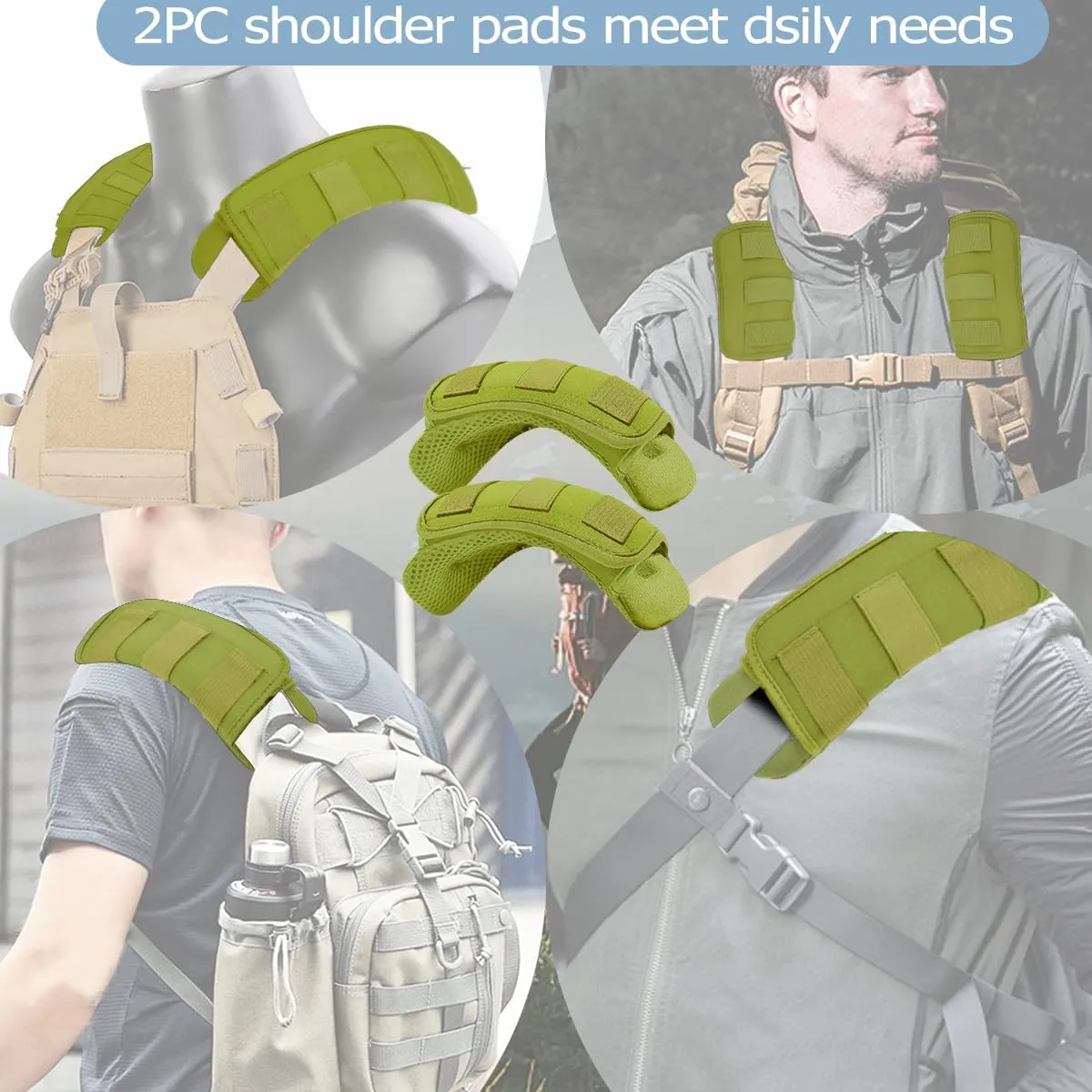 2-Pack Shoulder Pad Ultra-Thick Tactical Vest Cushion for Laptop Bags, Messenger Bags, Briefcase Bags, Luggage Bags, Tool Bags, Travel Bags and Most Bags