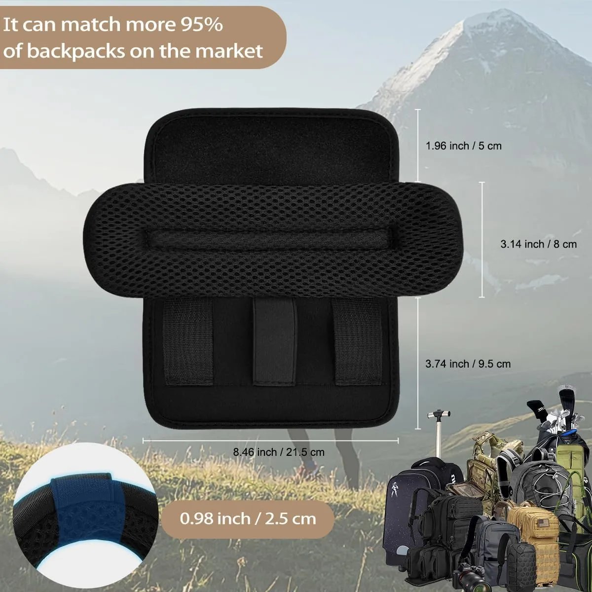 2-Pack Shoulder Pad Ultra-Thick Tactical Vest Cushion for Laptop Bags, Messenger Bags, Briefcase Bags, Luggage Bags, Tool Bags, Travel Bags and Most Bags