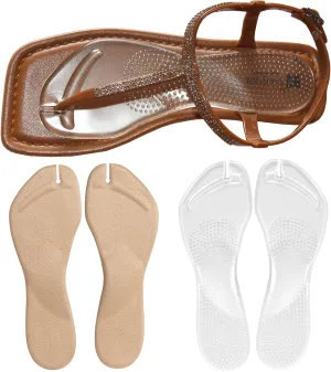 (2 Pairs) Cushion Insoles for Flip Flop Thong Sandals, Gel Adhesive Arch Support Flip Flop Thong Inserts Pain Relief Anti-Slip for High Heels
