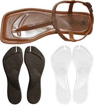(2 Pairs) Cushion Insoles for Flip Flop Thong Sandals, Gel Adhesive Arch Support Flip Flop Thong Inserts Pain Relief Anti-Slip for High Heels