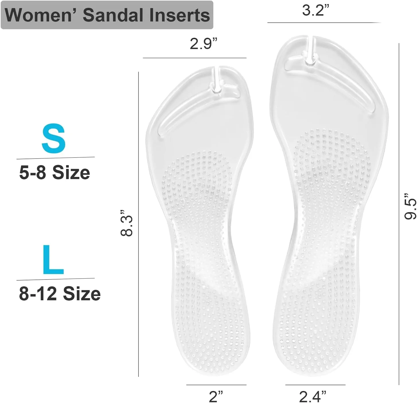 (2 Pairs) Cushion Insoles for Flip Flop Thong Sandals, Gel Adhesive Arch Support Flip Flop Thong Inserts Pain Relief Anti-Slip for High Heels