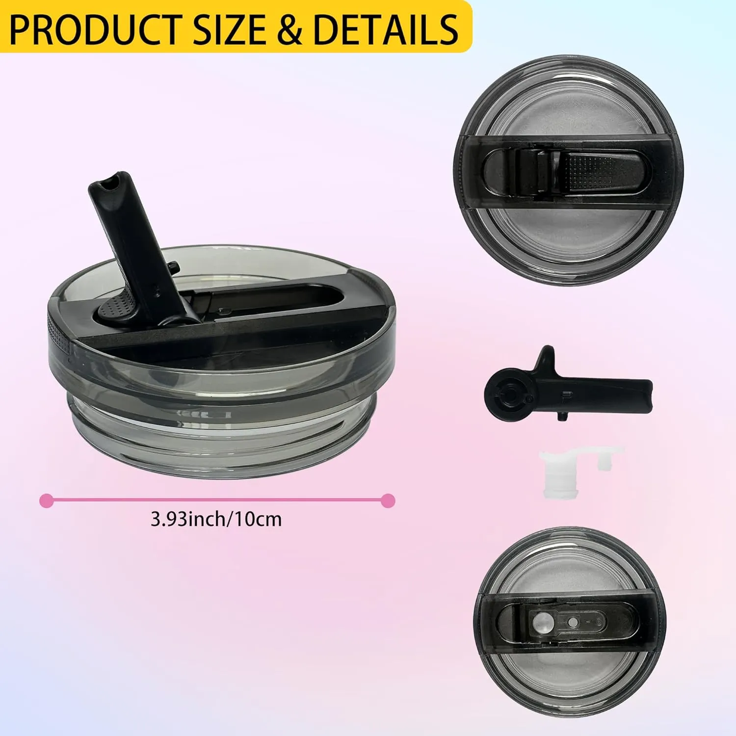 2 Pcs Detachable Flip Straw Lid for Stanley 40oz Quencher ProTour,100% Leak-proof Lid for Stanely 40oz Cup Accessories,Spill Proof and Splash Resistant Tumbler Cover(Black-Purple)