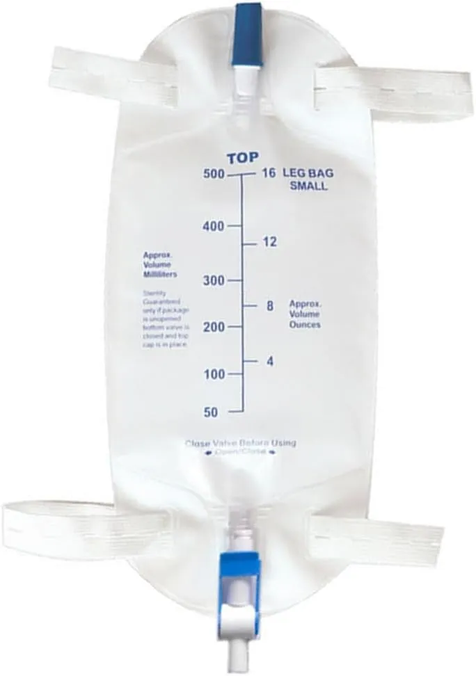 3 Pack Easy-Tap Leg Bag Urinary Drainage Bag, 500 ML Anti-Reflux Valve, Cloth Straps Easy Flip Drain
