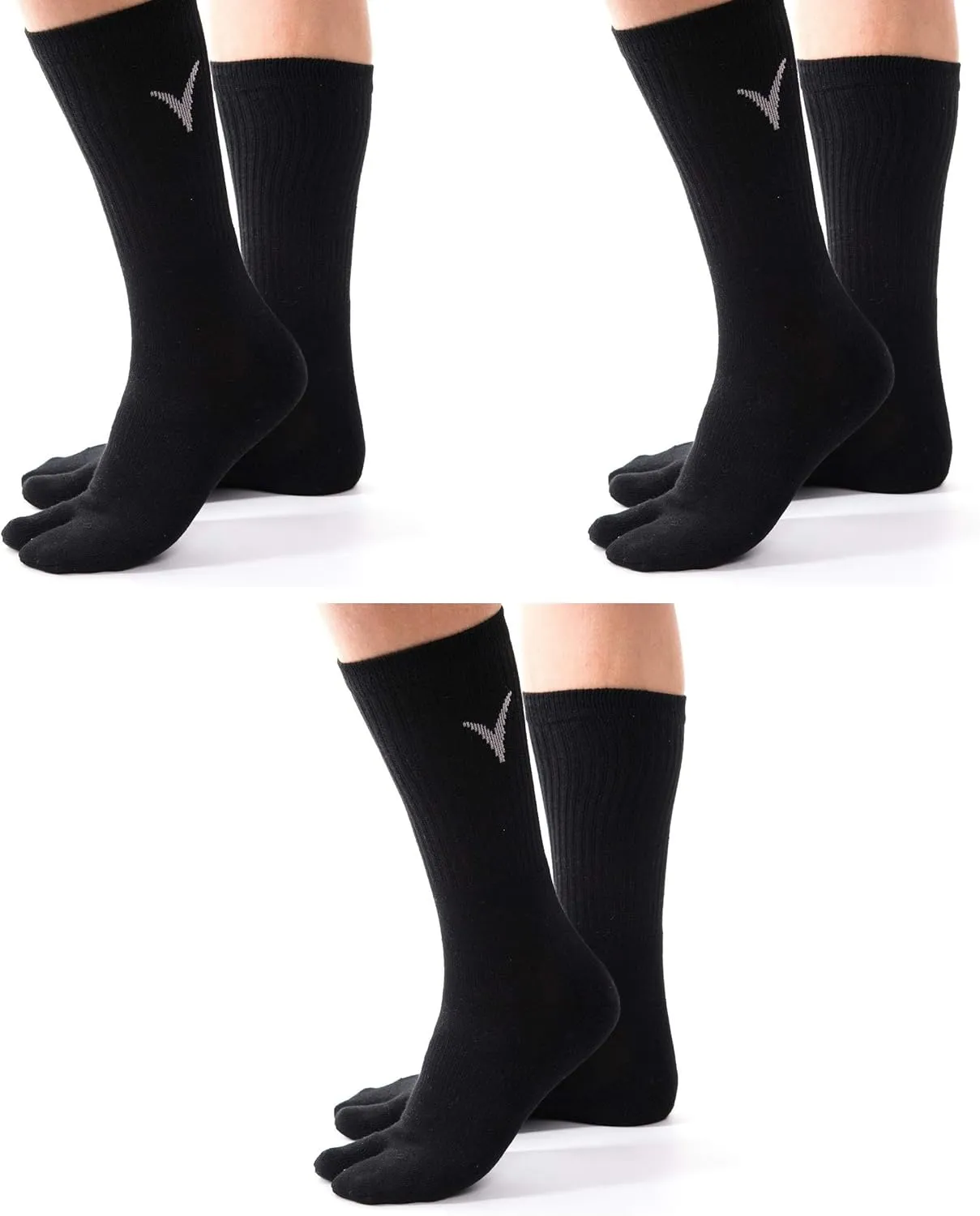 3 Pairs Thick Flip-Flop Big Toe Socks Crew or Ankle Size: Women 9-12 Men 8-11