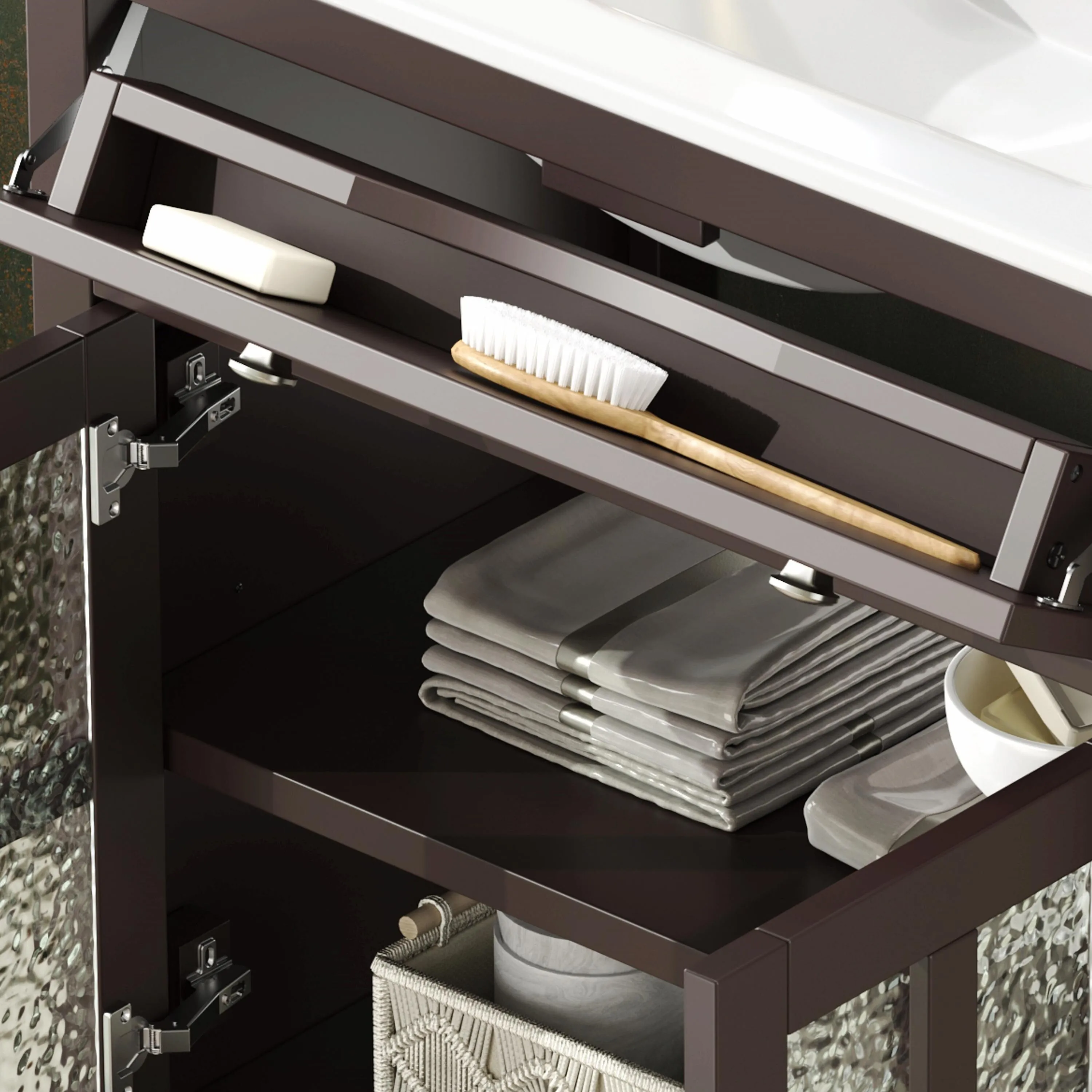 30" Bathroom Vanity with Ceramic Sink, Equipped with Adjustable Shelf and Tip-Out Tray