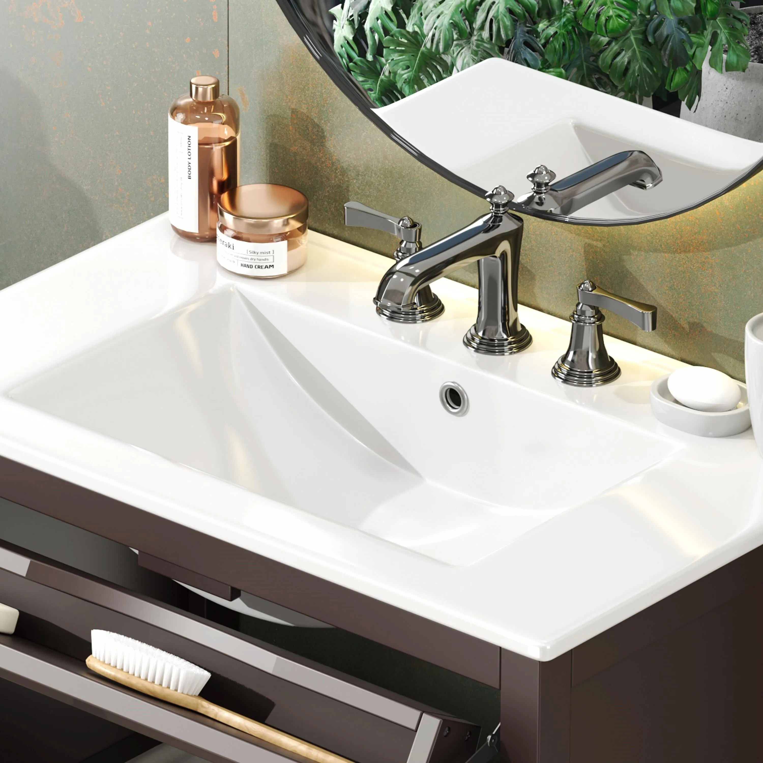 30" Bathroom Vanity with Ceramic Sink, Equipped with Adjustable Shelf and Tip-Out Tray