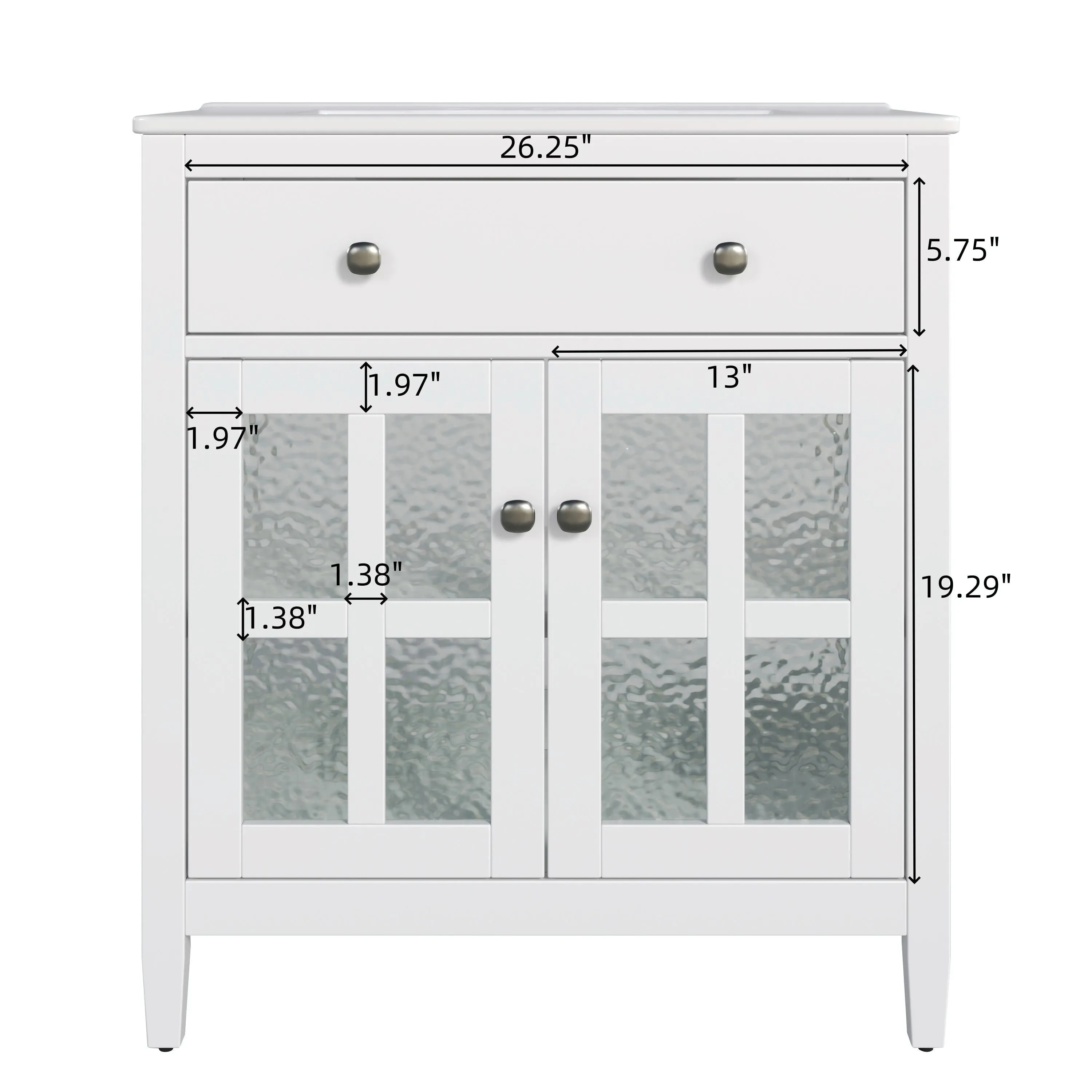 30" Bathroom Vanity with Ceramic Sink, Equipped with Adjustable Shelf and Tip-Out Tray