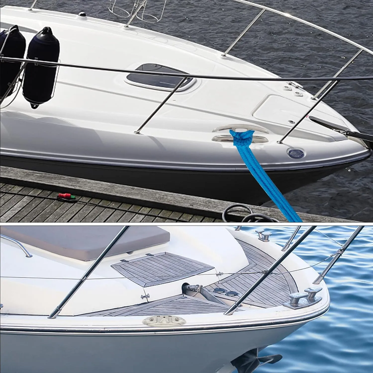 316 Stainless Steel Boat Folding Cleats Boat Dock Cleats 5/6/8.5 inch, Flip up Dock Cleat for Deck and Boat, Dock Cleats Folding Cleat Rope Cleat Boat Cleats with Fasteners (1,2,4,6 Pack)