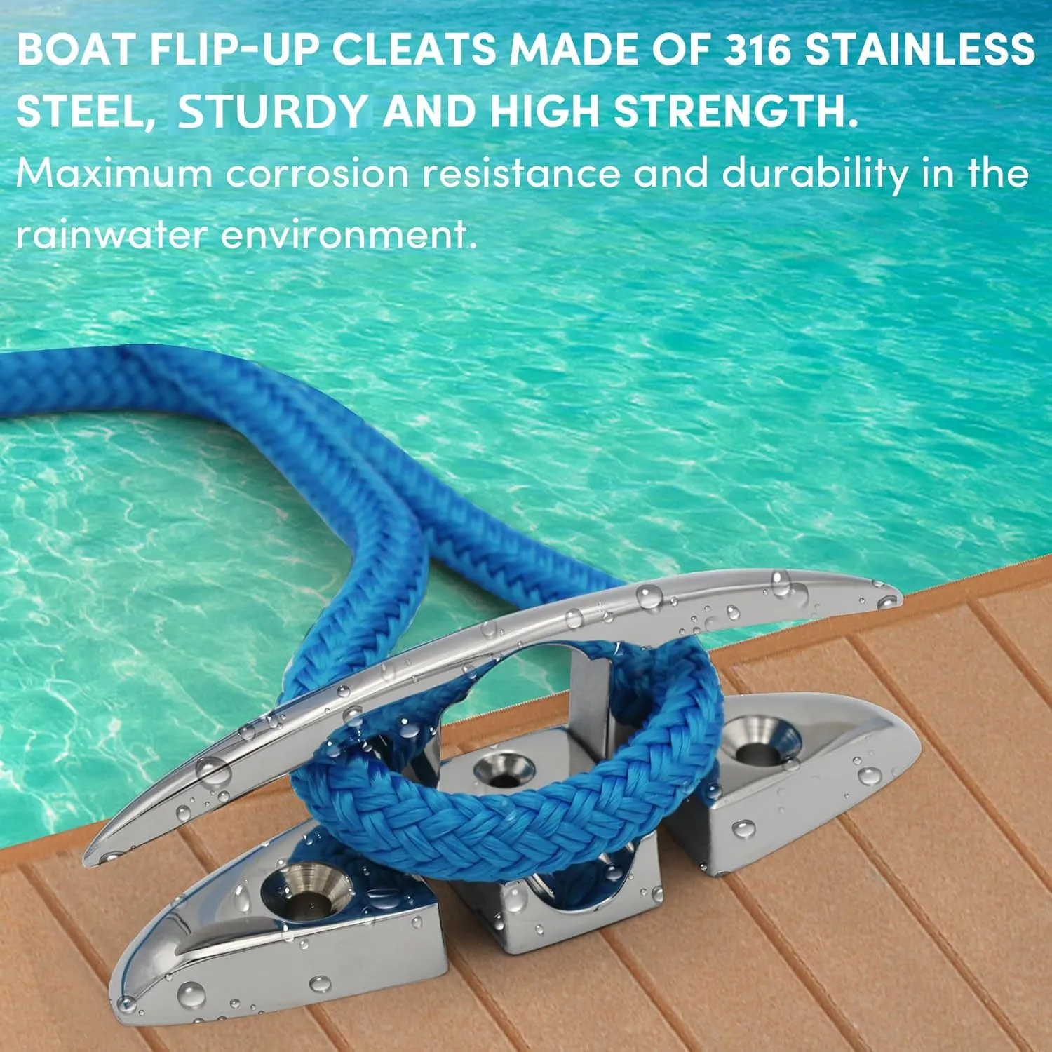 316 Stainless Steel Boat Folding Cleats Boat Dock Cleats 5/6/8.5 inch, Flip up Dock Cleat for Deck and Boat, Dock Cleats Folding Cleat Rope Cleat Boat Cleats with Fasteners (1,2,4,6 Pack)