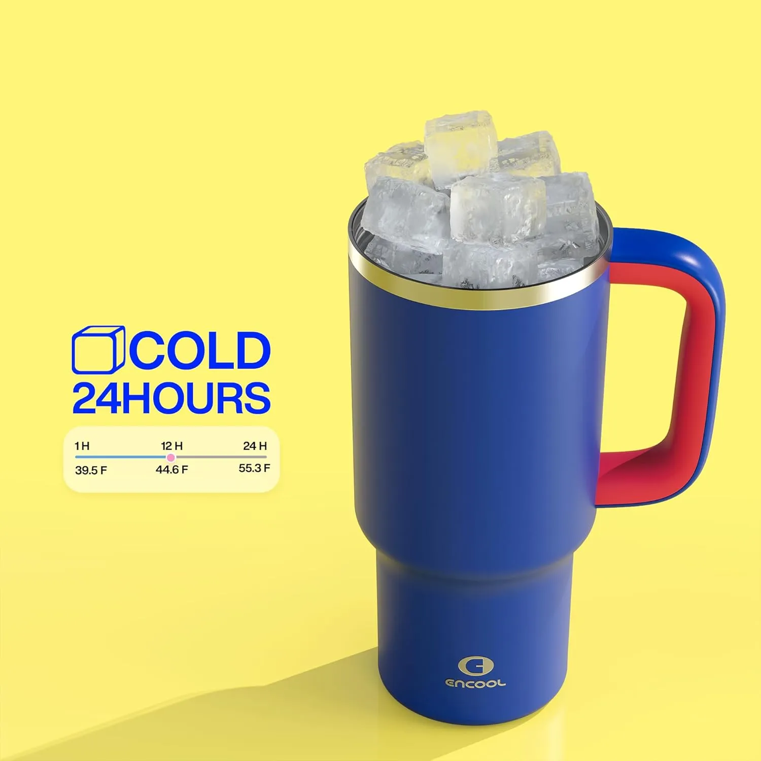 32 oz Tumbler with Handle and Straw: Stainless Steel Insulated Tumbler Keeps Cold for 24 Hours, Leakproof Travel Cup Fits in Cup Holder and BPA-Free, Beaucoup Blue