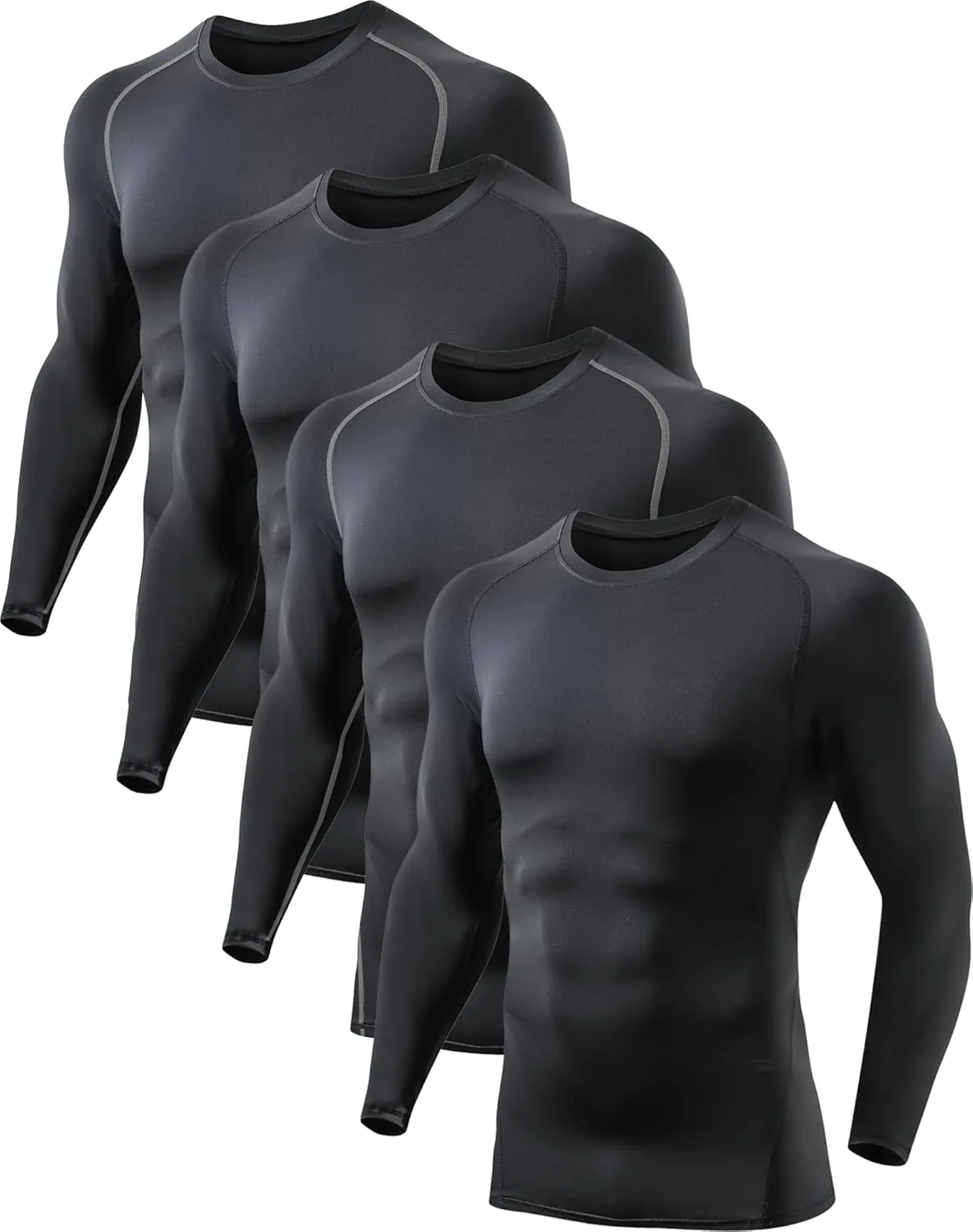 5 or 4 Pack Men's Compression Shirts Long Sleeve UPF SPF Rash Guard Workout Base Layer Undershirt Gear