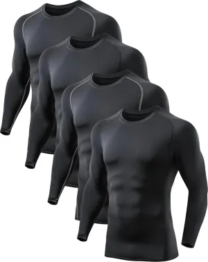 5 or 4 Pack Men's Compression Shirts Long Sleeve UPF SPF Rash Guard Workout Base Layer Undershirt Gear