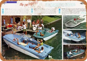 7 x 10 METAL SIGN - 1967 Glastron Power Boats - Vintage Rusty Look
