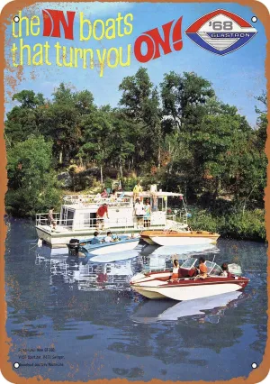 7 x 10 METAL SIGN - 1968 Glastron Boats - Vintage Rusty Look