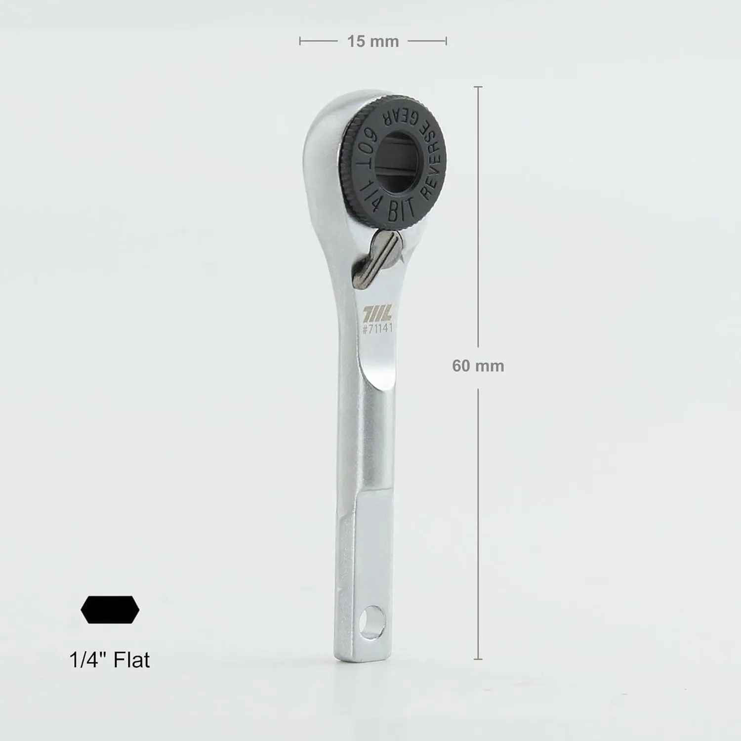 711L Flat End EDC Ratchet Wrench - Screwdriver Accessory Compatible with Multitools' Flat Bit Adapters (with key ring hole and 1 Utility Loop)