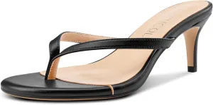 Aachcol Womens Open Toe Flip Flops Stiletto Backless Slippers Slip on Kitten Heel Thong Sandals Slides Party Dress Mules 2.6 Inches Heels