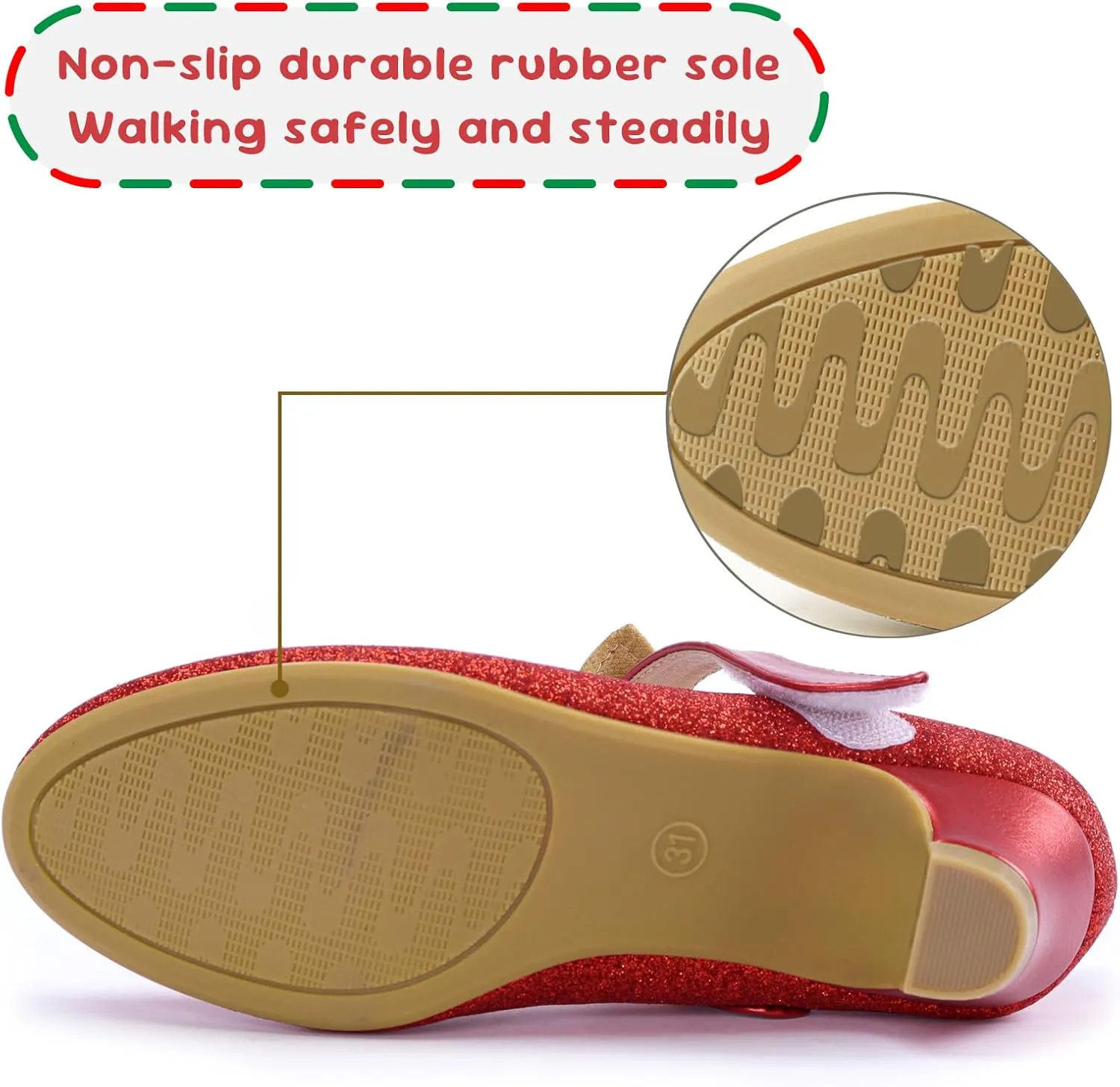ADAMUMU Little Girls Princess Shoes Glittler Dress Shoes for Gilrs Toddler Girl Heels for Christmas Parties and Holiday Celebrations