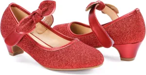ADAMUMU Little Girls Princess Shoes Glittler Dress Shoes for Gilrs Toddler Girl Heels for Christmas Parties and Holiday Celebrations