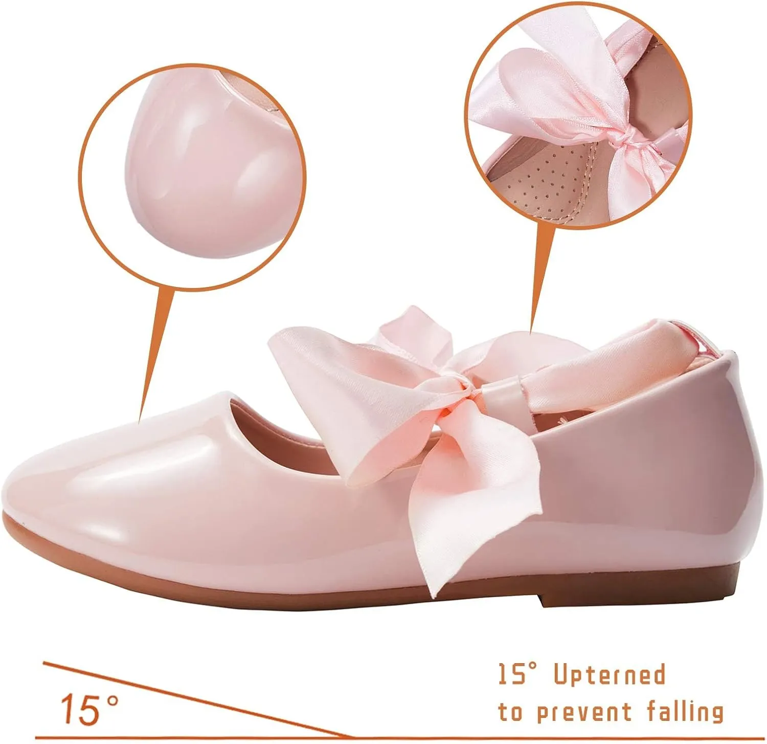 ADAMUMU Toddler Dress Shoes Flower Girl Shoes for Weeding Cute Toddler Mary Jane Shoes Lace Flore Ballet Flat for Walking, Jumping