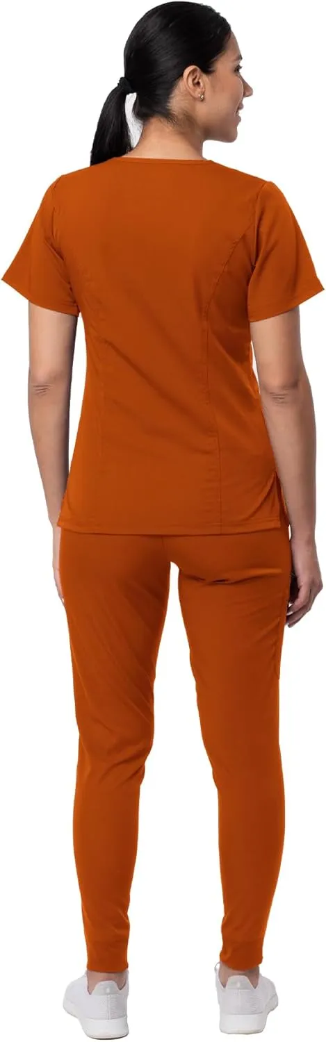 Adar Pro Flawless Plus Scrub Set for Women - Elevated V-Neck Top & Jogger Scrub Pants