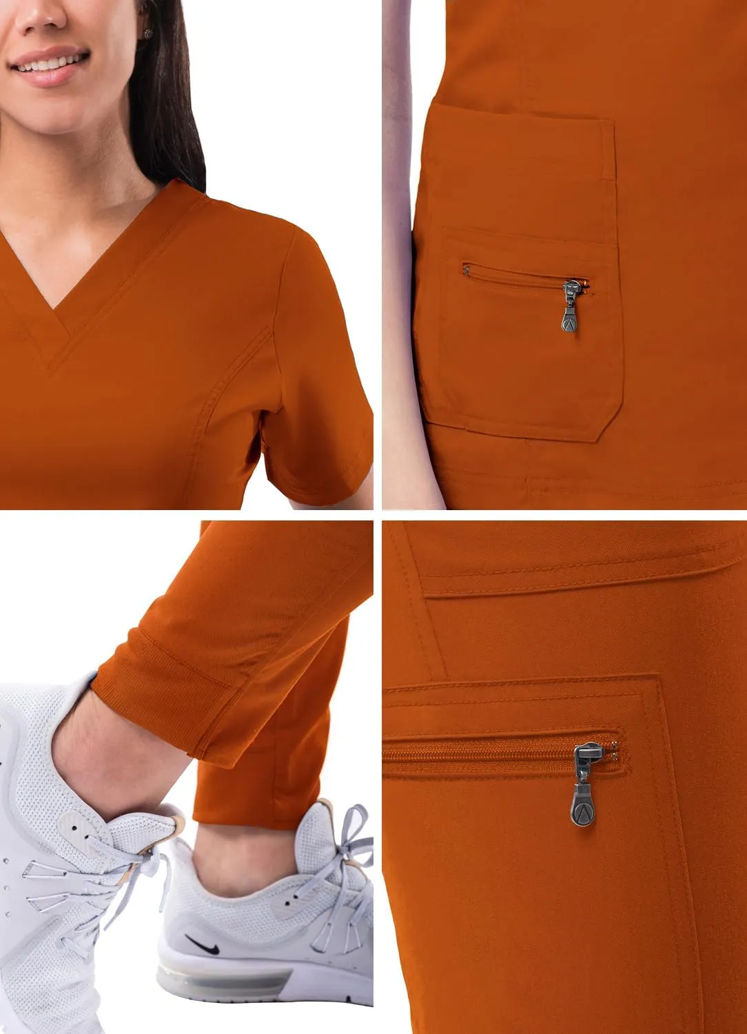 Adar Pro Flawless Plus Scrub Set for Women - Elevated V-Neck Top & Jogger Scrub Pants