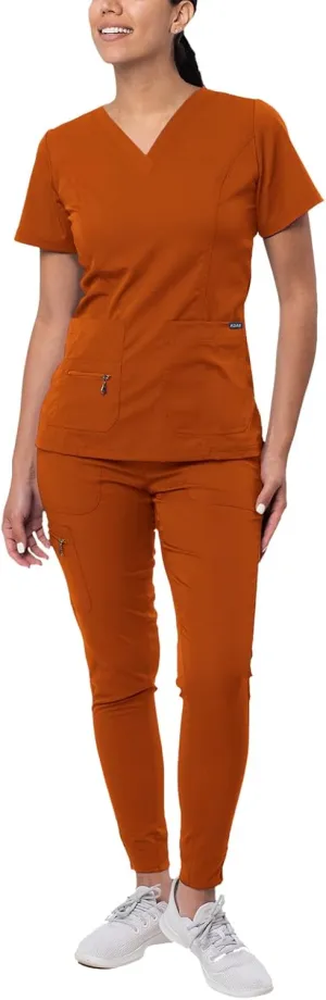 Adar Pro Flawless Plus Scrub Set for Women - Elevated V-Neck Top & Jogger Scrub Pants