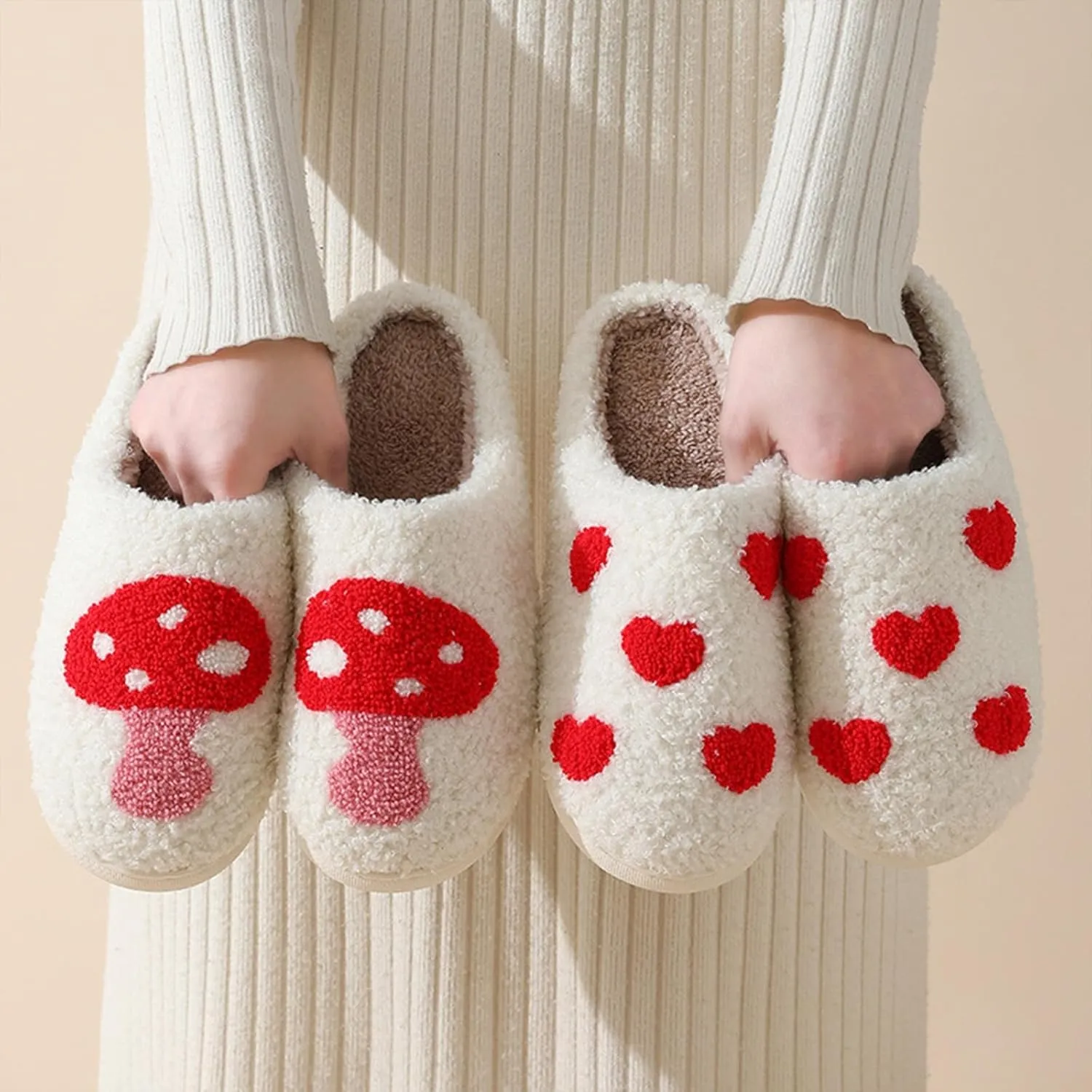 Adisputent Women's Fluffy Slippers - Warm, Cozy, Plush Fuzzy Cushion Slip-On House Slippers for Indoor and Outdoor