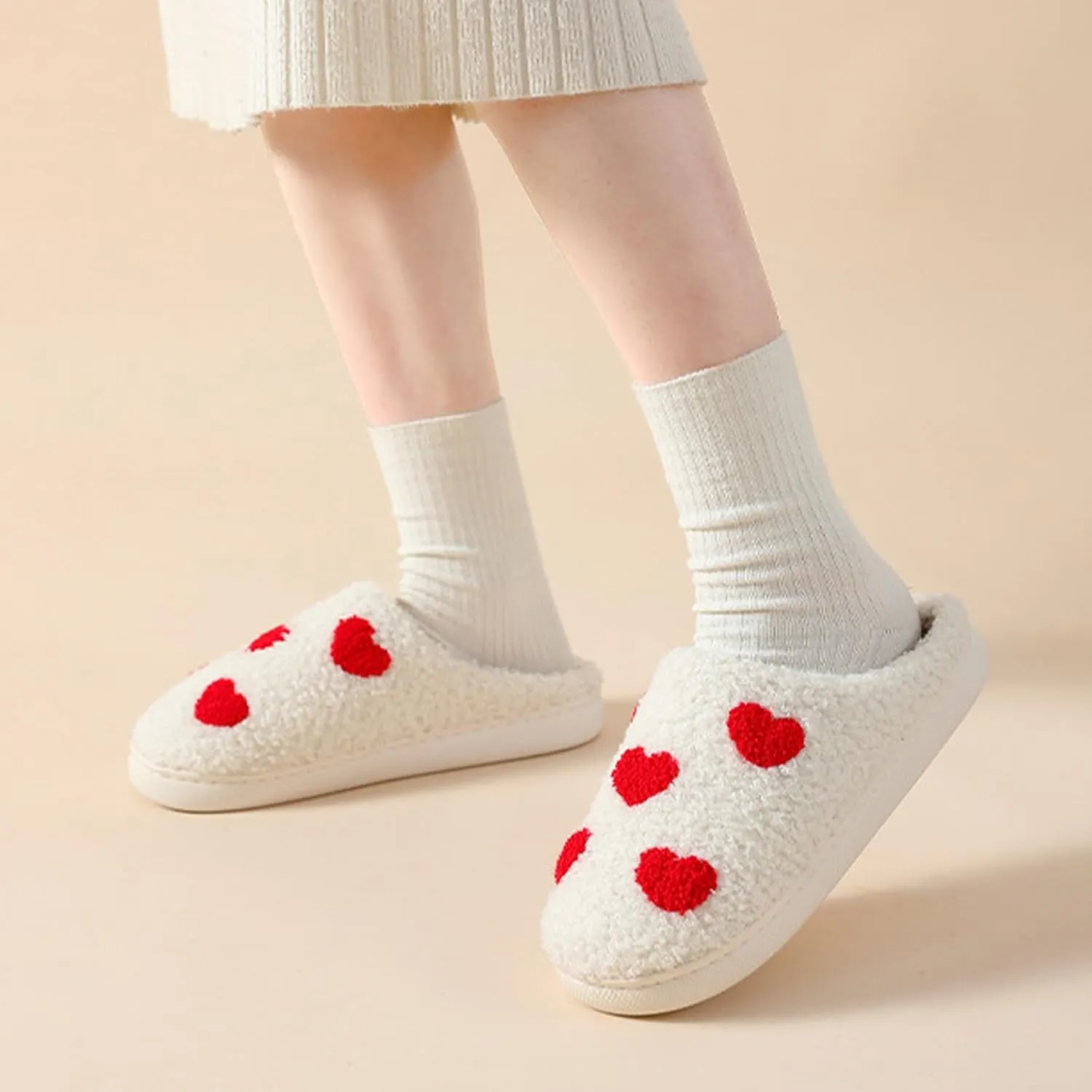 Adisputent Women's Fluffy Slippers - Warm, Cozy, Plush Fuzzy Cushion Slip-On House Slippers for Indoor and Outdoor