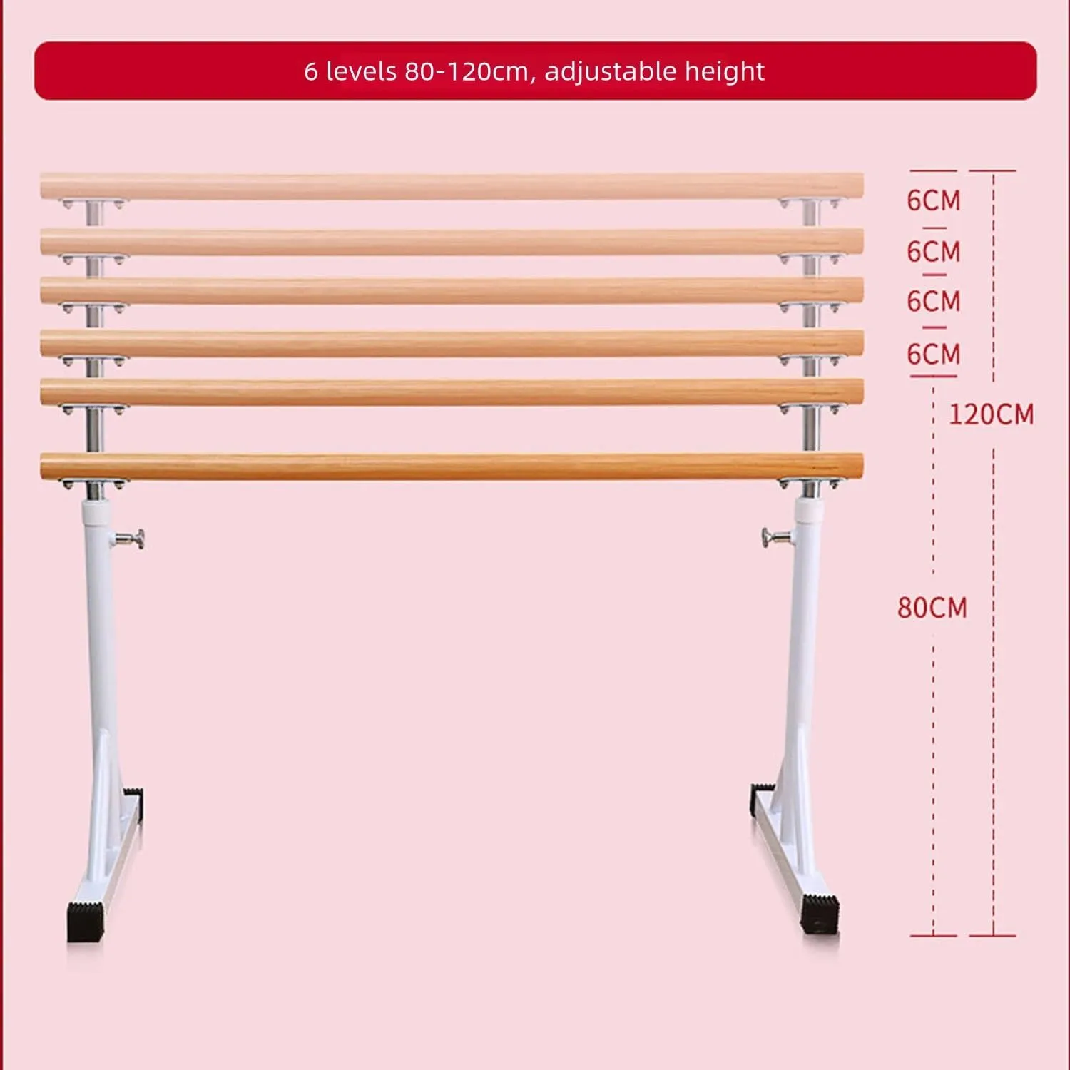 Adjustable Ballet Barre for Home, Portable Freestanding Dance Barre with Non-Slip Base, Height 80-120cm, Steel Construction Yoga for Adults Kids