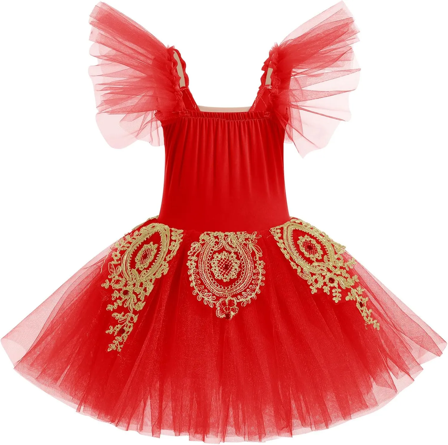 AFAVOM Ballet Leotards for Girls Ballerina Performance Swan Lake Costumes Embroidery Tulle Camisole Skirted Leotard Dancewear