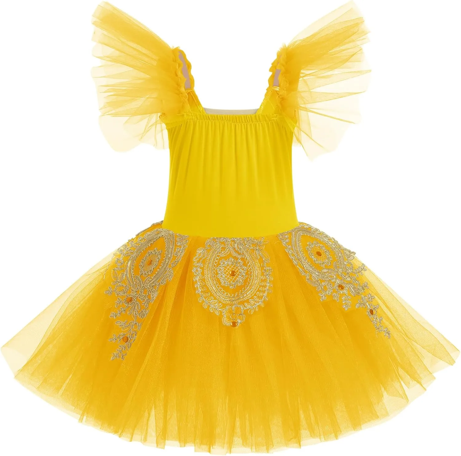 AFAVOM Ballet Leotards for Girls Ballerina Performance Swan Lake Costumes Embroidery Tulle Camisole Skirted Leotard Dancewear
