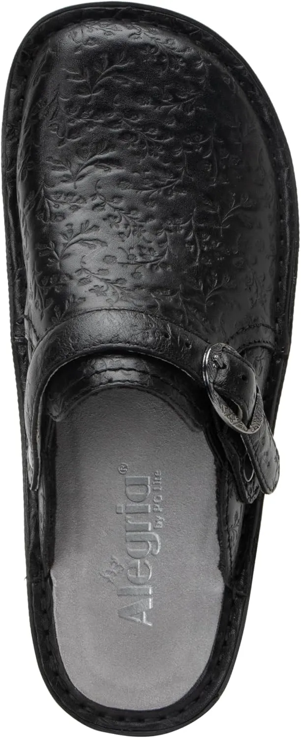 Alegria Women's Bryn Open Back Leather Slide with Ankle Strap