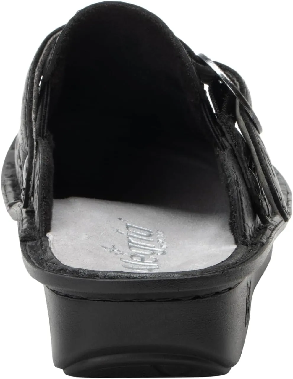 Alegria Women's Bryn Open Back Leather Slide with Ankle Strap