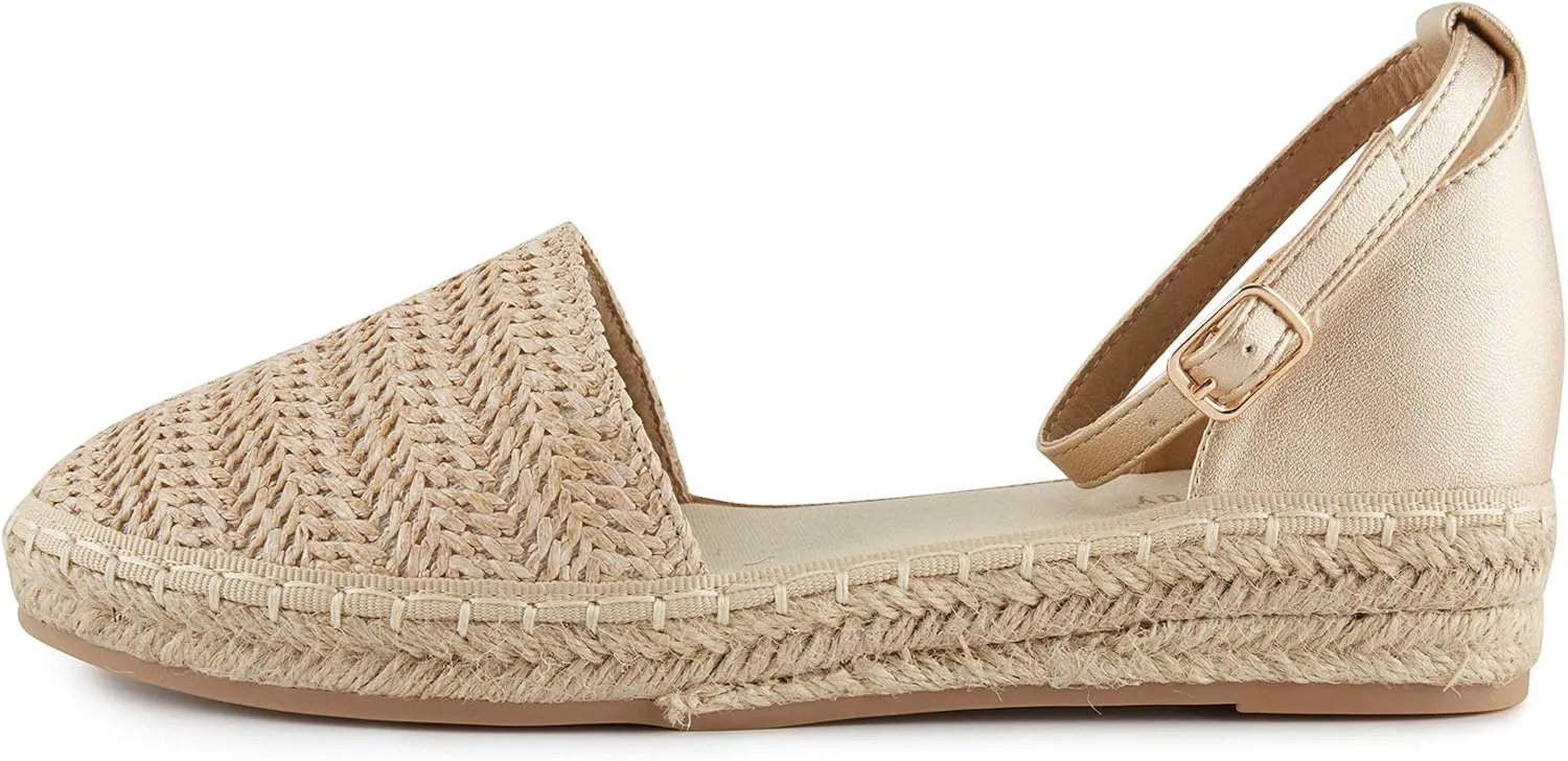 Alexis Leroy Women's Closed Toe Braided Ankle Strap Platform Espadrille Sandals