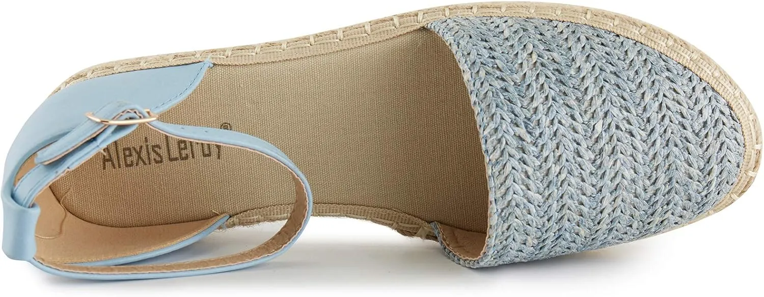 Alexis Leroy Women's Closed Toe Braided Ankle Strap Platform Espadrille Sandals
