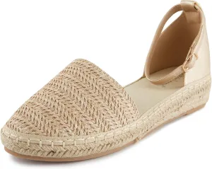 Alexis Leroy Women's Closed Toe Braided Ankle Strap Platform Espadrille Sandals