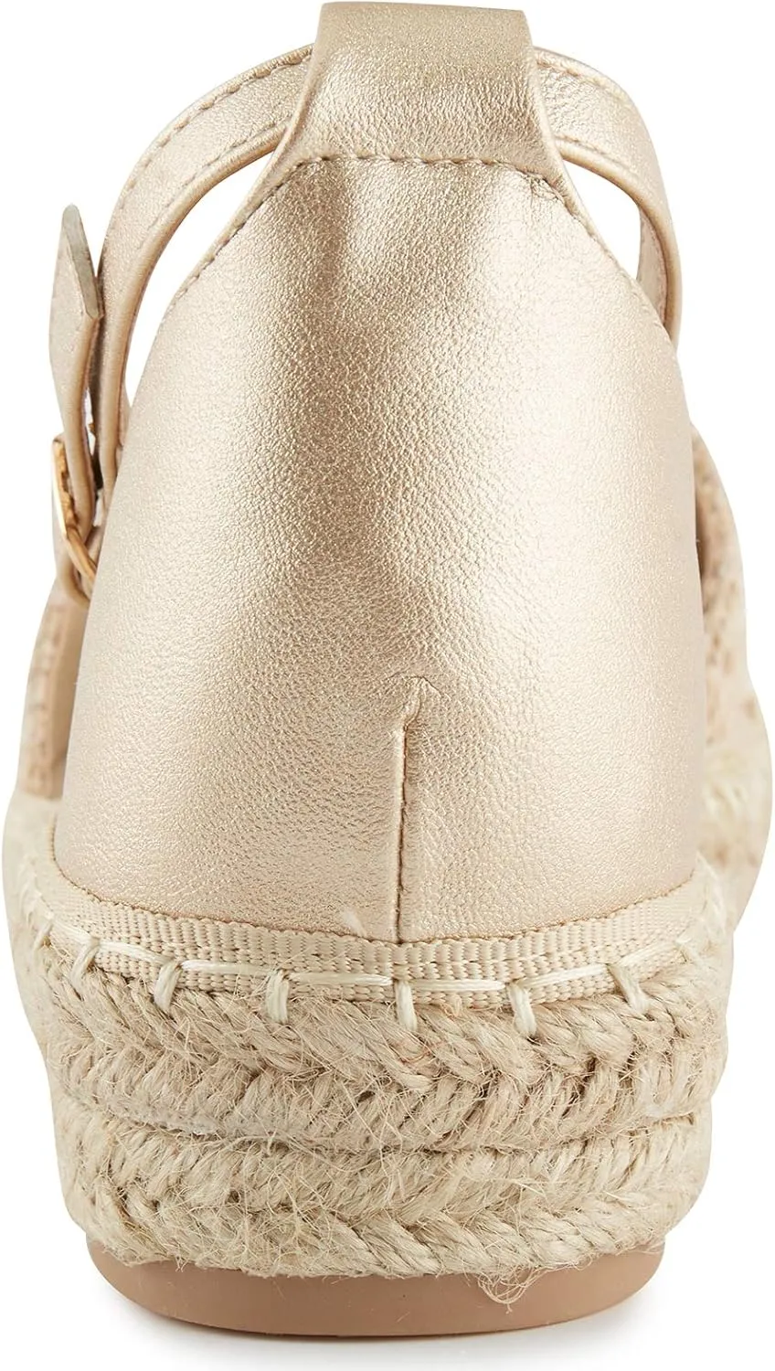 Alexis Leroy Women's Closed Toe Braided Ankle Strap Platform Espadrille Sandals