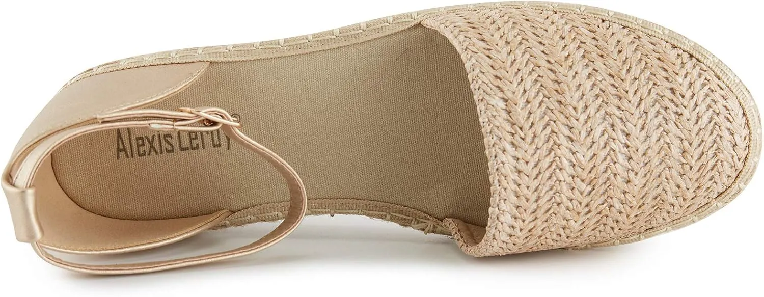 Alexis Leroy Women's Closed Toe Braided Ankle Strap Platform Espadrille Sandals