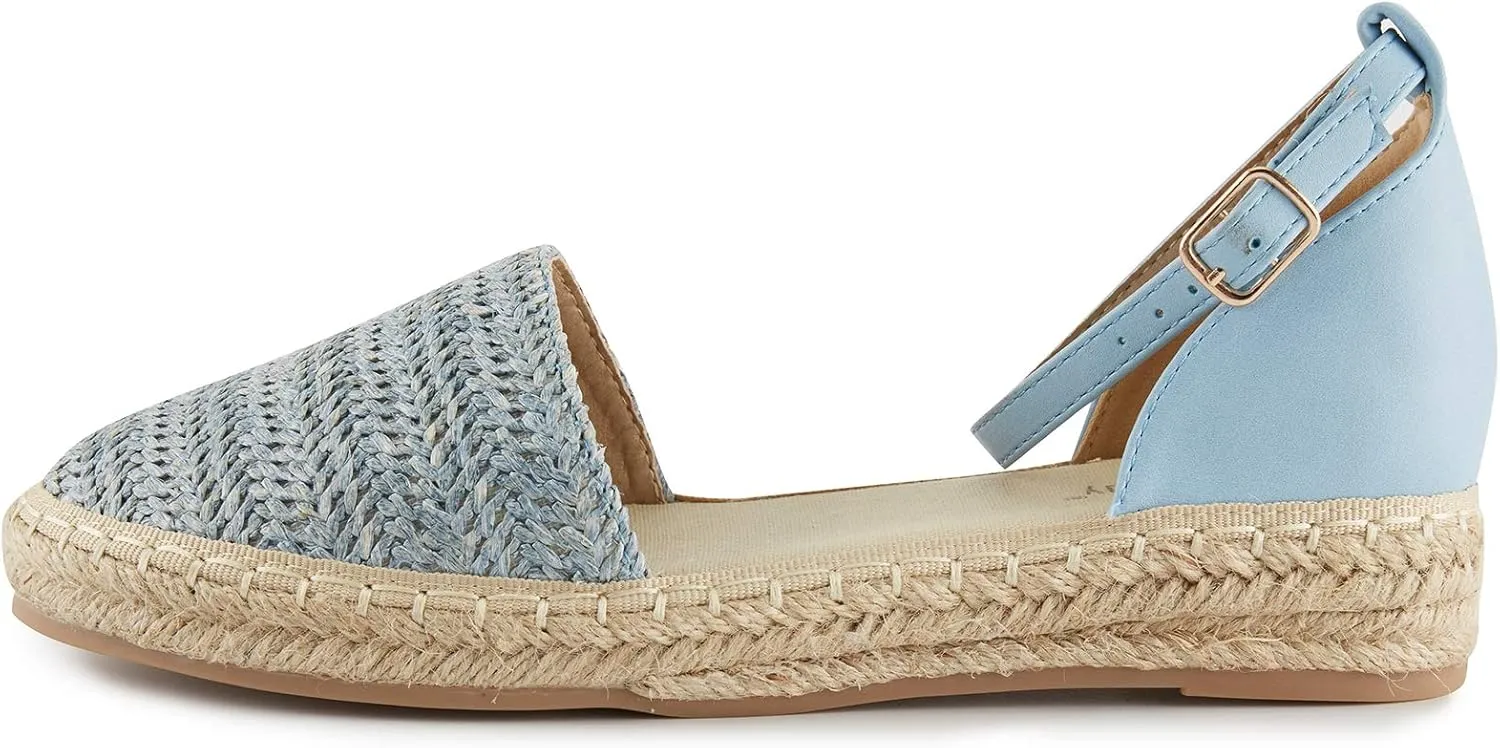 Alexis Leroy Women's Closed Toe Braided Ankle Strap Platform Espadrille Sandals