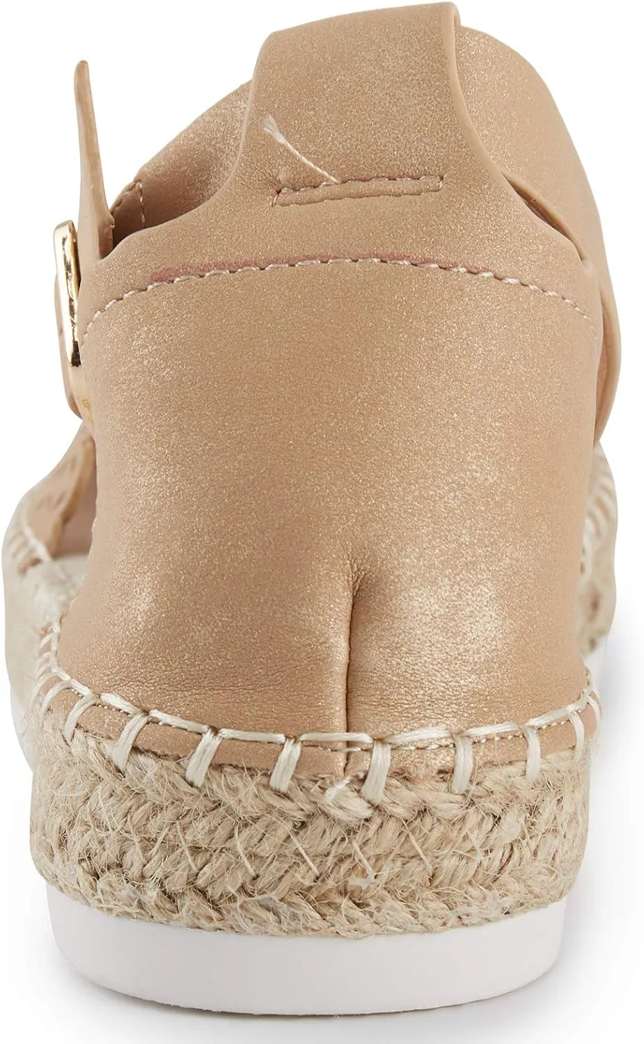 Alexis Leroy Women's Closed Toe Hollow Out Vamp Ankle Strap Platform Espadrille Sandals