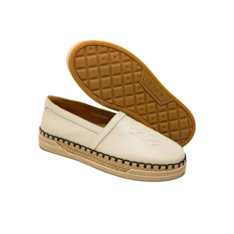 AMIRI - MA Logo-Embroidered Leather-Trimmed Canvas Espadrilles - Beige