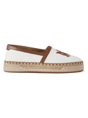 AMIRI - MA Logo-Embroidered Leather-Trimmed Canvas Espadrilles - White/Brown